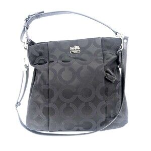 Coach Madison Black Op Art Sateen Isabelle Jacquard Signature 21121 Shoulder Bag
